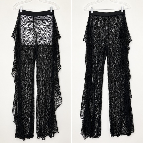 Unbranded Pants - Black Sheer Mesh Whimsigoth Pants Size Small Fairy Grunge Witch Vamp Goth Rave